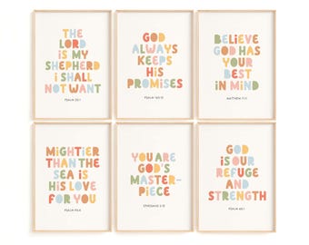 Christian Nursery Decor: Set of 6 Bible Verse Prints (Digital Download)