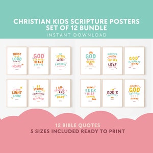 Kids bible verse wall art, sunday school decor, christian education prints, christian preschool, christian classroom decor, church nursery