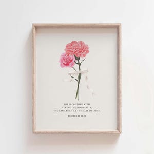 Proverbs 31:25 Print, She Is Clothed with Strength, Christian Wall Art, Bible Verse Printable, Faith Home Decor, Christian Mother&#39;s Day Gift