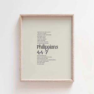 Philippians 4:4-7 Rejoice in the Lord always, modern minimalist aesthetic scripture bible verse wall art christian home wall decor printable