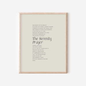 The Serenity Prayer wall art, God grant me the serenity, Reinhold Niebur prayer wall art printable, christian prayer home wall decor