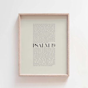 Salmo 19 El cielo declara la gloria de Dios, los firmamentos proclaman versículos bíblicos minimalistas modernos arte de pared decoración cristiana de la pared del hogar