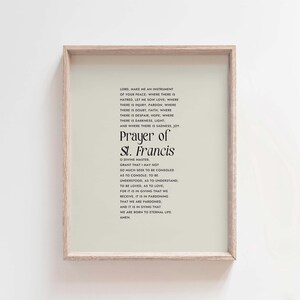 Prayer of St Francis Printable Wall Art, Catholic Peace Prayer, Christian Scripture Digital Download, Minimalist Religious Typography Art
