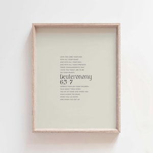 Deuteronomio 6:5-7 Ama al Señor con todo tu corazón, arte de pared con versículos bíblicos minimalistas modernos, decoración de pared cristiana para el hogar imprimible