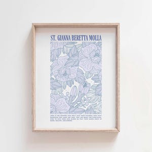 Afdrukbare muurkunst St. Gianna Beretta Molla, citaat katholiek moederschap, heilige citaat digitale download, christelijke bloemenkunstprint