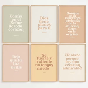 Pósteres con versículos bíblicos en español para habitaciones infantiles, decoración de pared cristiana para guarderías, decoración para aulas de escuela dominical, arte mural con versículos bíblicos para niños