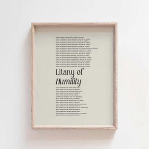 Litany of Humility, Catholic prayer print, minimalist Christian decor, faith wall art, catholic devotion, Catholic gift, Christian gift