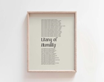 Litany of Humility Print: Catholic Prayer, Minimalist Christian Decor (Digital Download)