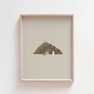 John 20:1–18 Jesus And The Empty Tomb, He Is Risen, Jesus Resurrection Art, Modern Christian Wall Art, Bible Sketches, Bible Illustration