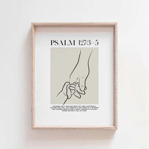 Psalm 127:3-5 Bible Verse Wall Art, Minimalist Christian Line Art Print, Children Are a Heritage Scripture, Modern Nursery Decor