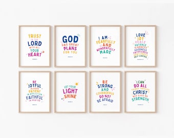 Bible Verse Kids Wall Art: Christian Nursery Decor (Digital Download)
