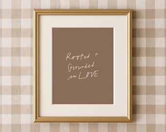 Rooted and Grounded in Love Print, Ephesians 3:17, Christian Wall Art, Bible Verse Printable, Minimalist Scripture Decor, Gift for Christian