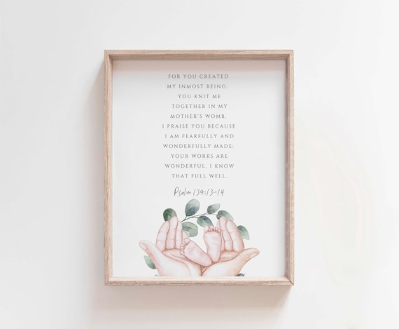 Psalm 139:13-14 Fearfully and wonderfully made, christian nursery decor, nursery bible verse, nursery scripture wall art, nursery bibl