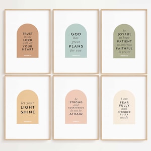 Kids Bible Verse Poster Set: Minimalist Christian Nursery Decor (Digital Download)