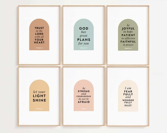 Kids Bible Verse Poster Set: Minimalist Christian Nursery Decor (Digital Download)