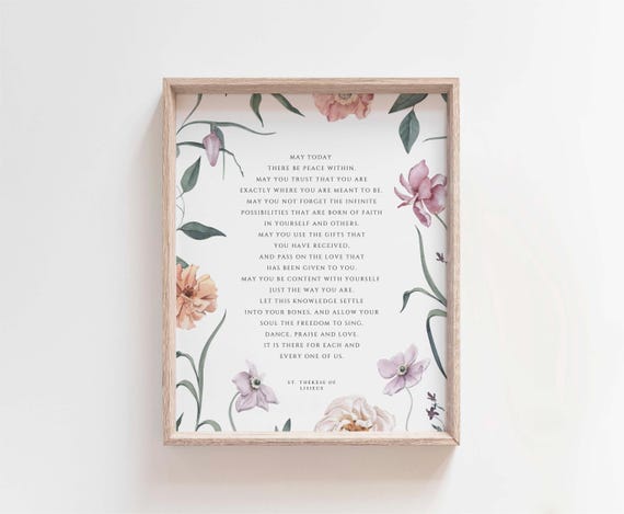 St. Thérèse Prayer Print: Floral Christian Wall Art (Digital Download)