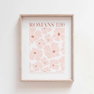 Romans 12:10 Bible Verse Wall Art, Be Devoted to One Another in Love, Christian Floral Printable, Scripture Love Quote Decor