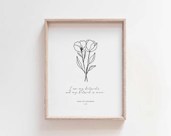 Song of Solomon Scripture Print: Minimalist Floral Line Art (Digital Download)