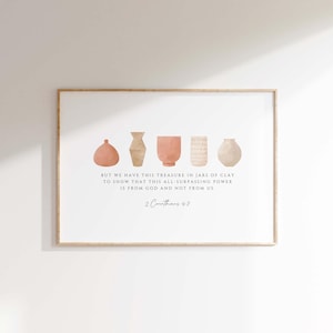 2 Korinther 4: 7 Bibel Vers Druck, Tonkrüge christliche Wandkunst, Boho Minimalist Schrift Poster, digitaler Download