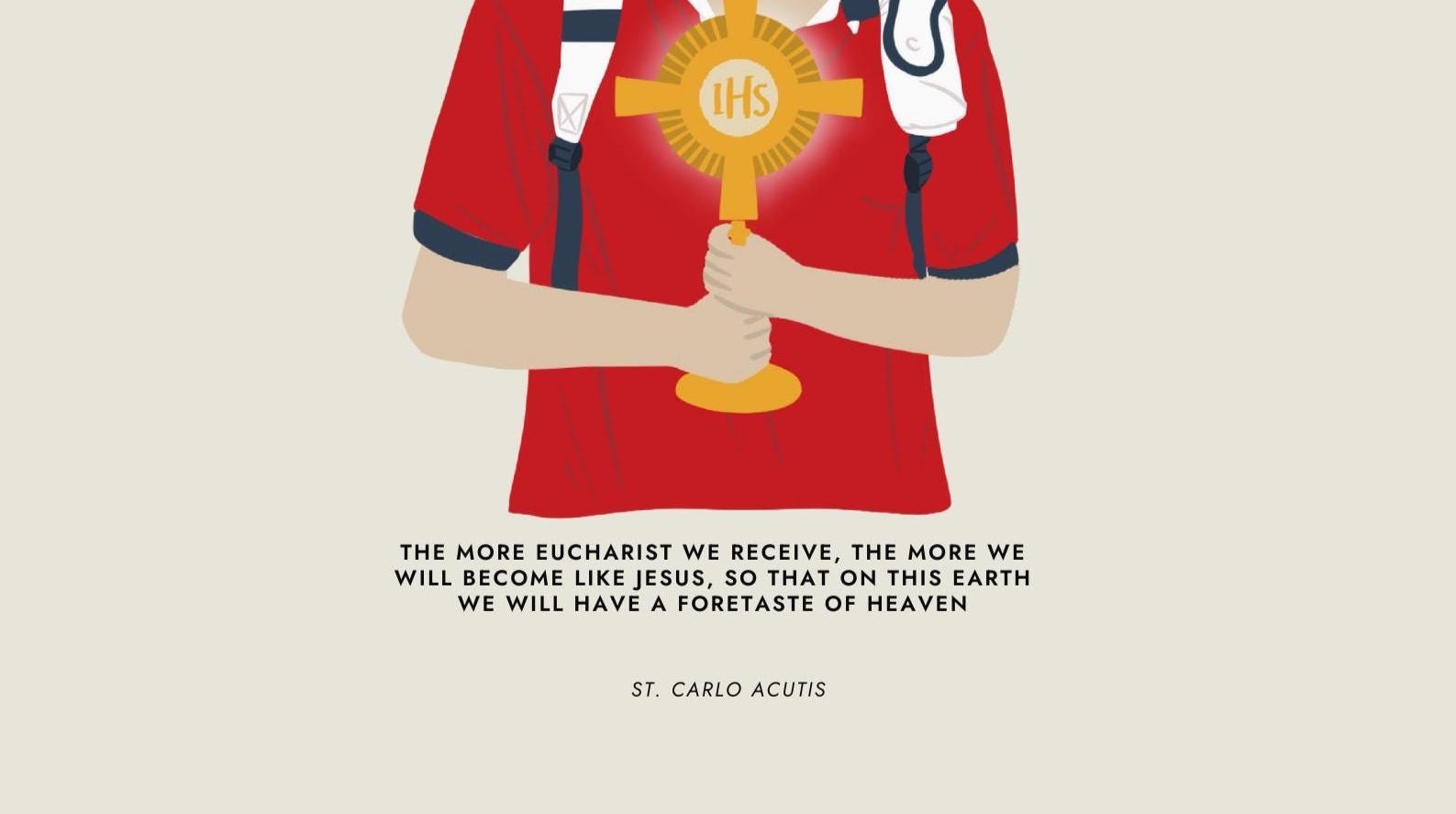 St. Carlo Acutis Eucharist Quote Print: Catholic Teen Room Decor