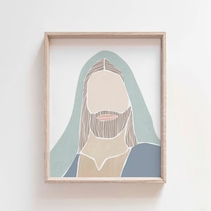 Minimalist Jesus Art Print: Faceless Christian Portrait (Digital Download)