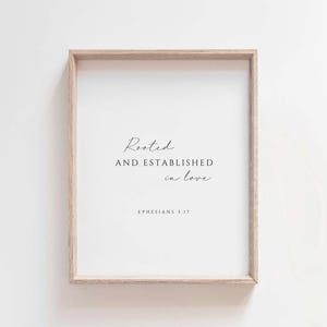 Ephesians 3:17 Rooted in Love Printable, Bible Verse Wall Art, Minimalist Christian Decor, Faith Scripture Digital Download