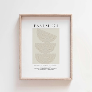 Salmo 27:1 El Señor es mi luz y mi salvación, arte de pared con versículos bíblicos minimalistas modernos, decoración de pared cristiana para el hogar imprimible