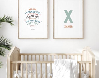 Jeremiah 1:5 Before i formed you in the womb, custom name bible verse nursery, nursery scripture wall art, christian nursery decor