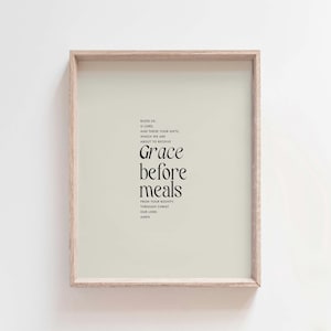 Impresión de oración de gracia antes de las comidas, decoración de cocina católica, bendición cristiana, oración a la hora de comer, arte religioso de pared, descarga digital