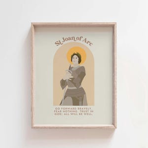 St. Joan of Arc Print, Catholic Wall Art, Christian Inspirational Art, Fear Nothing Quote, Warrior Saint Decor, Faith Printable Gift