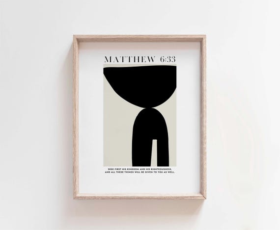 Matthew 6:33 Scripture Print, Modern Christian Home Decor (Digital Download)