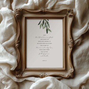 John 1:14 Christmas Bible Verse Print, The Word Became Flesh Scripture Wall Art, Christmas Home Decor, Minimalist Christmas Nativity Decor