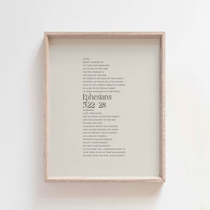 Ephesians 5:22-28 Wives And Husbands Bible Verse Wall Art, Christian Wedding Scripture, Christian Couple Gift Idea, Valentine&#39;s Day Gift