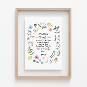 Ave Maria Wall Art, Hail Mary Latin Wall Art, Catholic Wall Decor ...