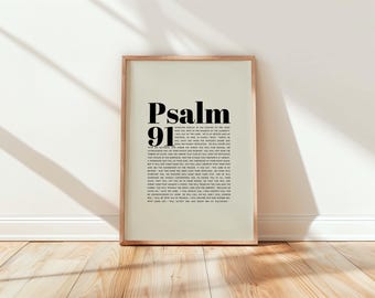 Psalm 91 Schrift-Druck: Minimalistische christliche Wandkunst (Digitaler Download)