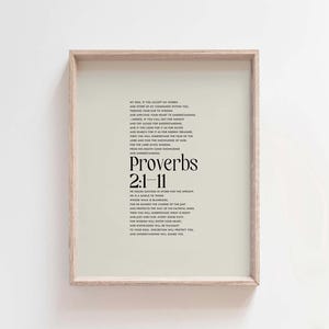 Proverbs 2:1-11 Bible Verse Wall Art, Scripture Print, Christian Wall Art Decor, Religious Home Décor, Bible Study Decor
