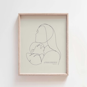 Psalm 127:3 Mother and Baby Wall Art, Christian Line Art Printable, Minimalist Bible Verse Nursery Decor, Children Are a Heritage Print