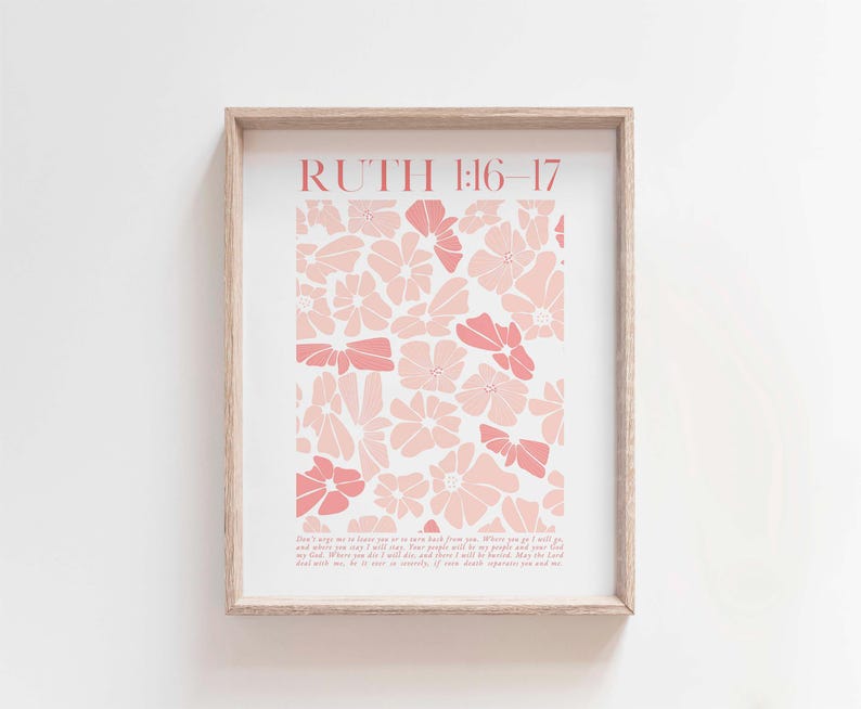 Ruth 1:16-17 Floral Wedding Scripture Print (Digital Download) image 1