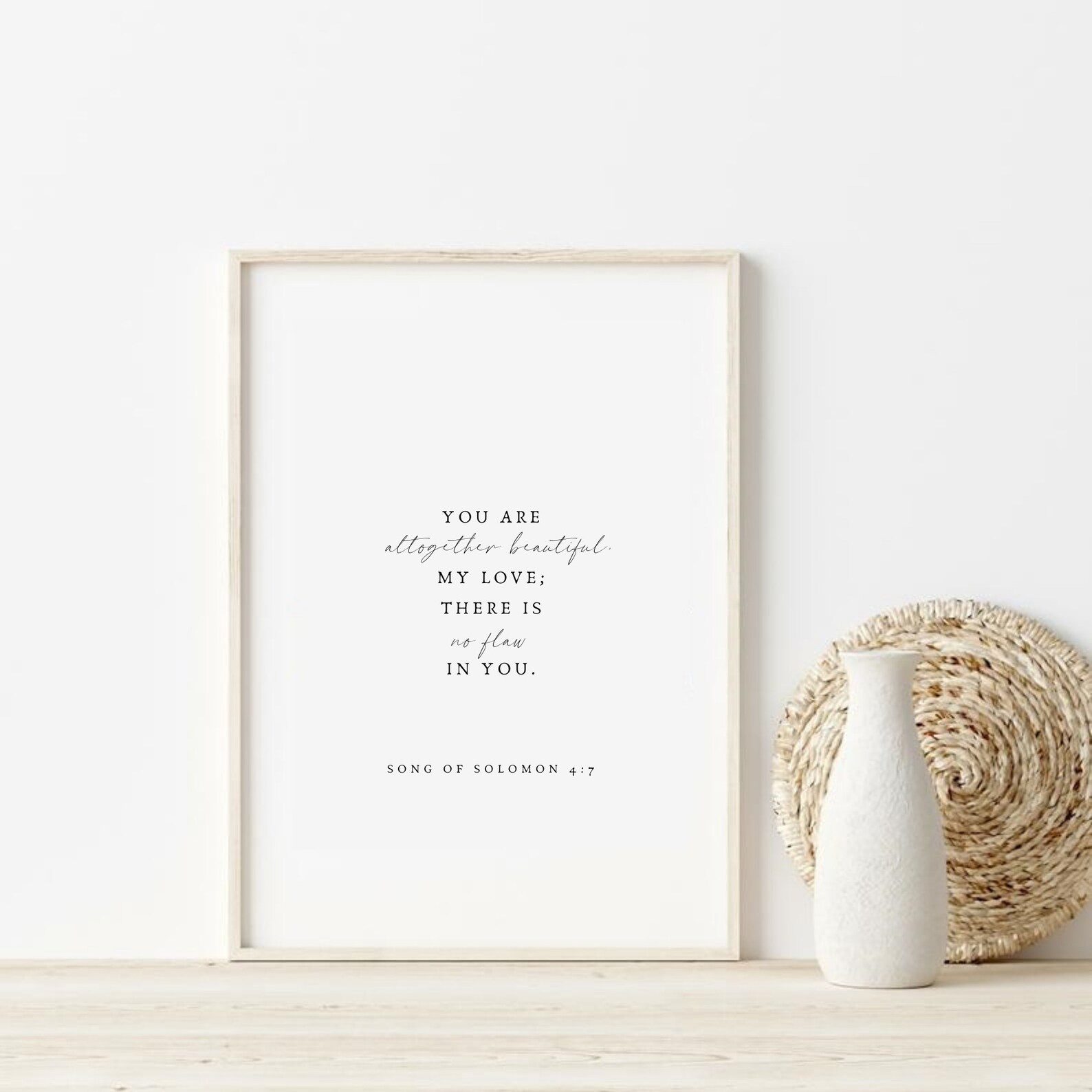 Song of Solomon 4:7 wall art handwritten bible verse wall | Etsy