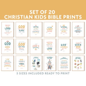 Christian Kids Bible Verse Prints: Set of 20, Nursery Decor (Digital Download)