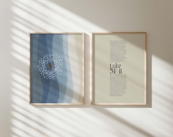 Miraculous Catch of Fish Print Set: Coastal Christian Art (Digital Download)