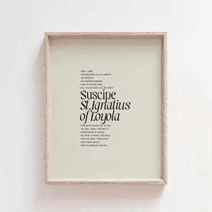 St Ignatius of Loyola Prayer Print: Catholic Minimalist Wall Art (Digital Download)
