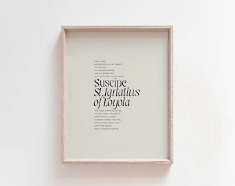 Lámina de oración de San Ignacio de Loyola: Arte mural minimalista católico (descarga digital)