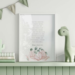Psalm 139:13-14 Fearfully and wonderfully made, christian nursery decor, nursery bible verse, nursery scripture wall art, nursery bibl image 7