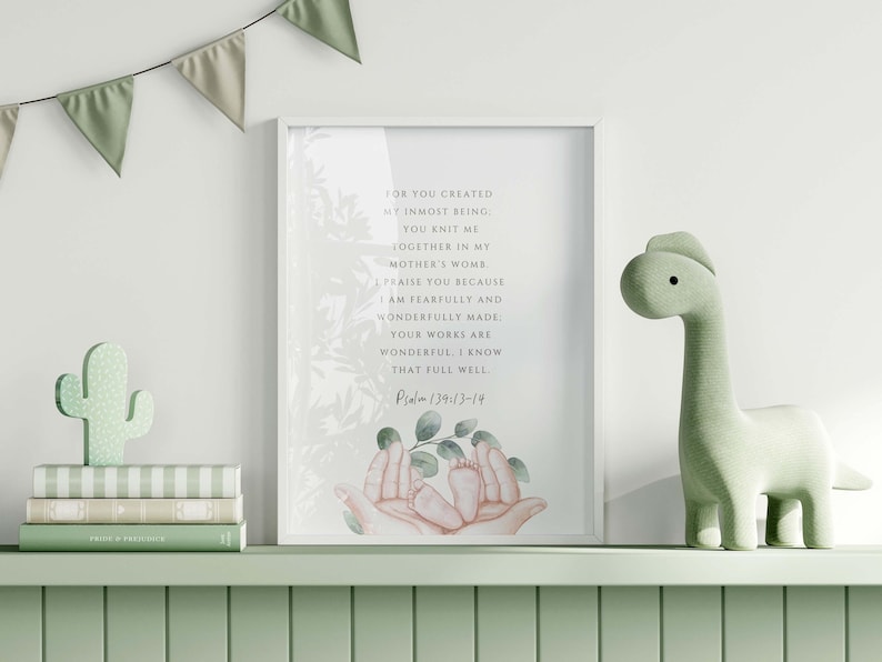 Psalm 139:13-14 Fearfully and wonderfully made, christian nursery decor, nursery bible verse, nursery scripture wall art, nursery bibl image 7