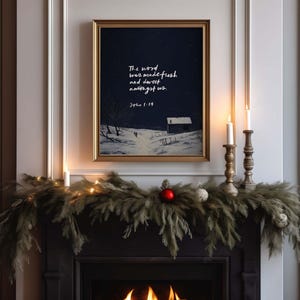 John 1:14 Christmas Print, The Word Became Flesh Scripture Wall Art, Christmas Bible Verse, Christmas Gift, Christian Christmas Home Decor
