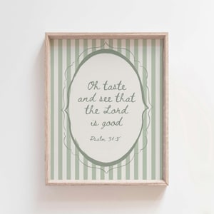 Psalm 34:8 Christian Wall Art, Bible Verse Quote, Cottage Christian Wall Art, Vintage Religious Wall decor, Aesthetic Apartment Decor