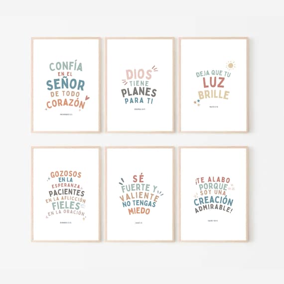 Spanish Kids Bible Verse Wall Art Scripture Posters Church Etsy