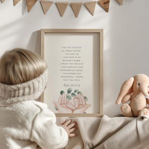 Psalm 139:13-14 Fearfully and wonderfully made, christian nursery decor, nursery bible verse, nursery scripture wall art, nursery bibl image 5
