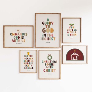 Versículos bíblicos de Navidad para niños, carteles de las Sagradas Escrituras de Adviento para niños, decoración de la escuela dominical cristiana, educación católica para el aula en casa.